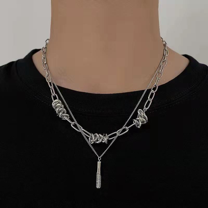 Wholesale Double Layer Stacking Necklace Clavicle Chain Choker Necklace Titanium Steel ACC-NE-Ziyou009