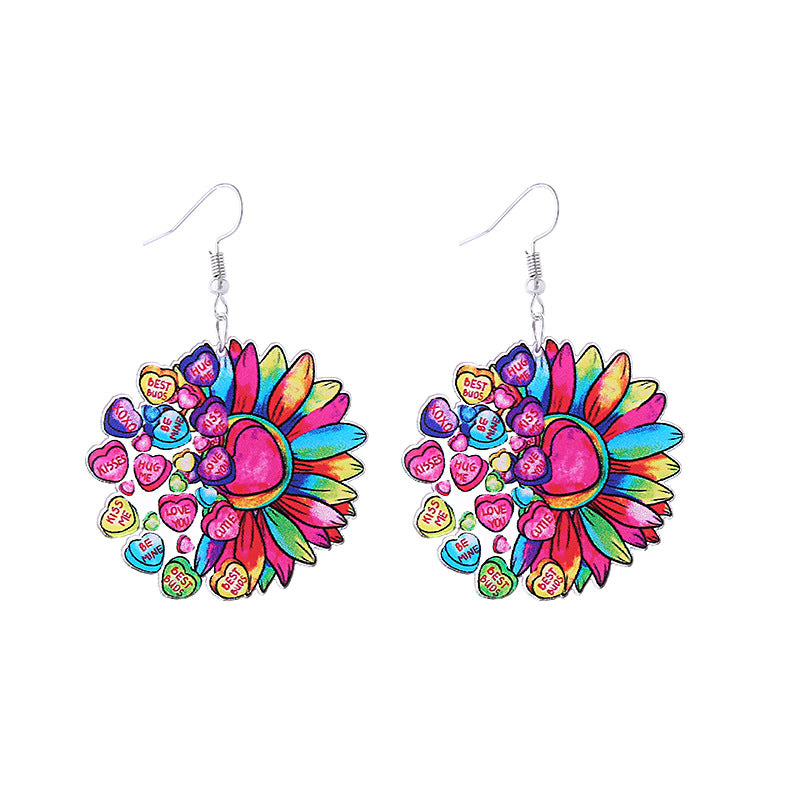 Wholesale Pink Valentine's Day Cute Cat Envelope Double Sided Acrylic Earrings ACC-ES-ChouT006