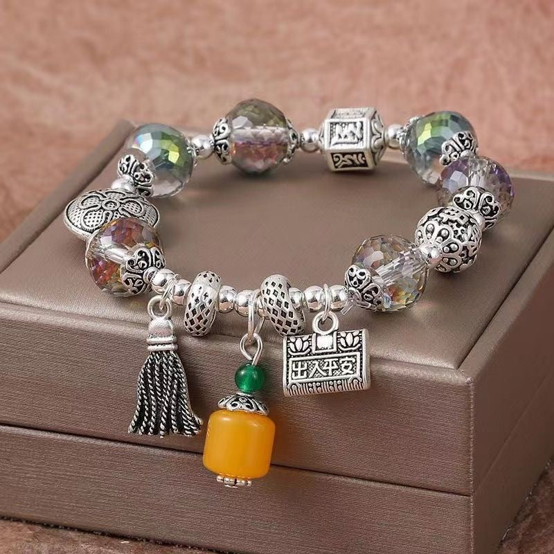 Wholesale Mixed Materials Handmade Safe Lock Blessing Bracelet,  Japanese Korean Style Fashion Accessory for Gift and Resale