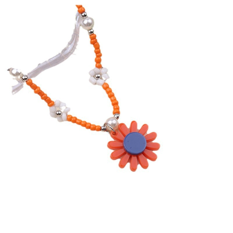 Wholesale  color flower anklet small fresh stitching daisy retro anklets