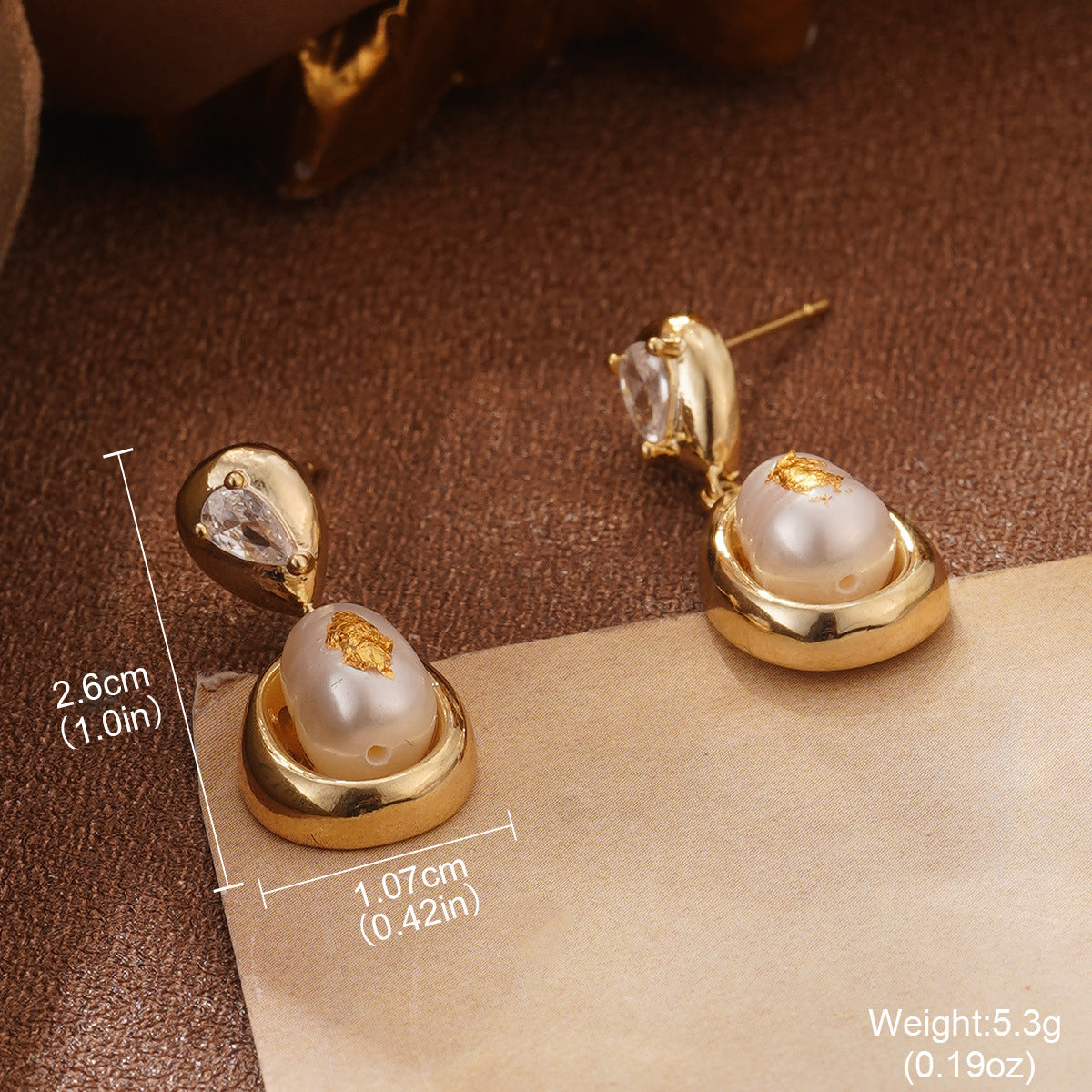 Wholesale Retro  Pearl Heart Earrings Silver Tassel Ring Leaf Splicing Necklace