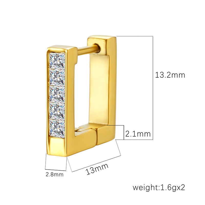 Wholesale Titanium Steel Square diamond earrings