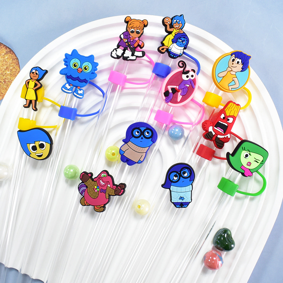 Wholesale Random 100pcs Straw Tube Cap Cartoon PVC Soft Straw Plug Straw Cover ACCVIP-SCR-RYY010