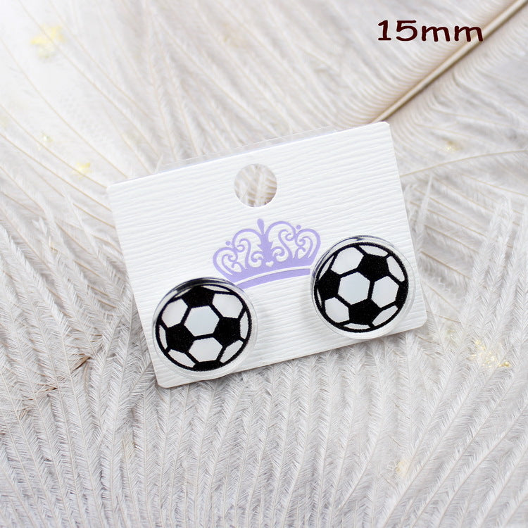 Wholesale 5pcs Mini Football Acrylic Earrings ACC-ES-XiaoYan049