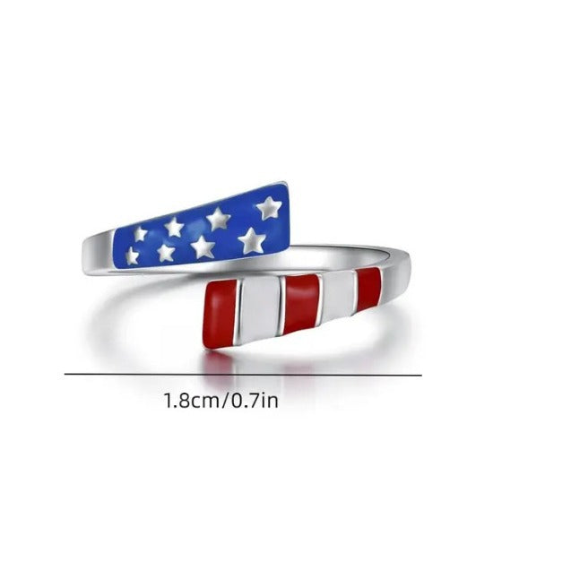 Wholesale  Red White Blue Striped US Flag  Independence Day Patriotic Opening Ring
