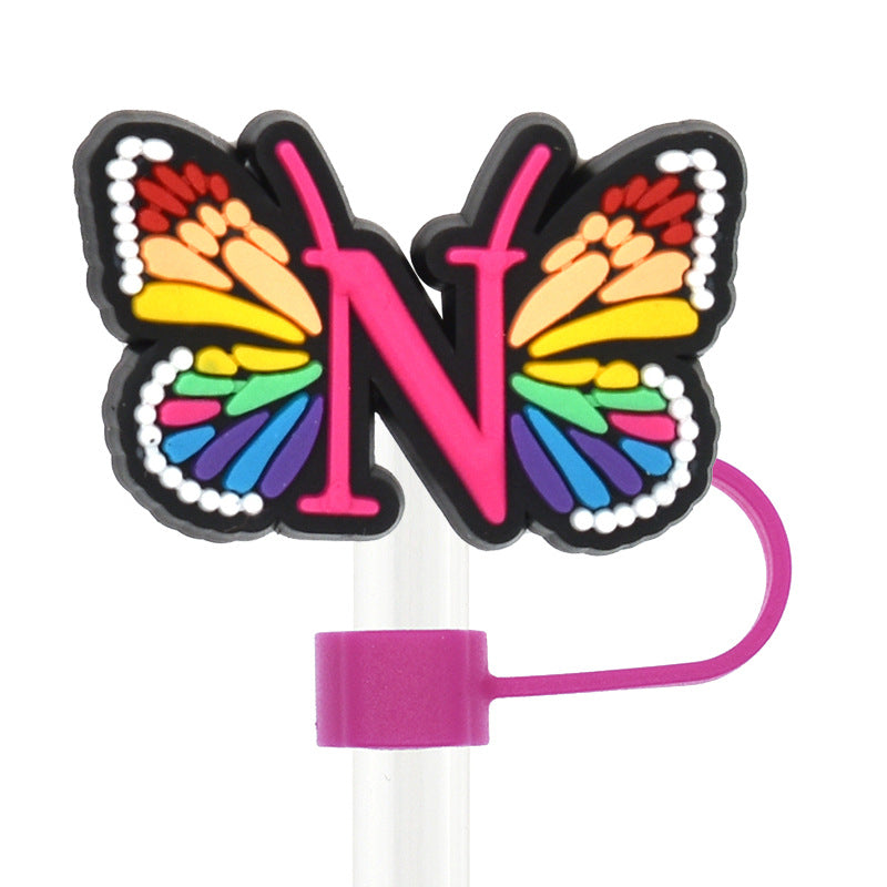 Wholesale 100pcs Random 100pcs Butterfly 10mm PVC Soft Straw Tube Cap