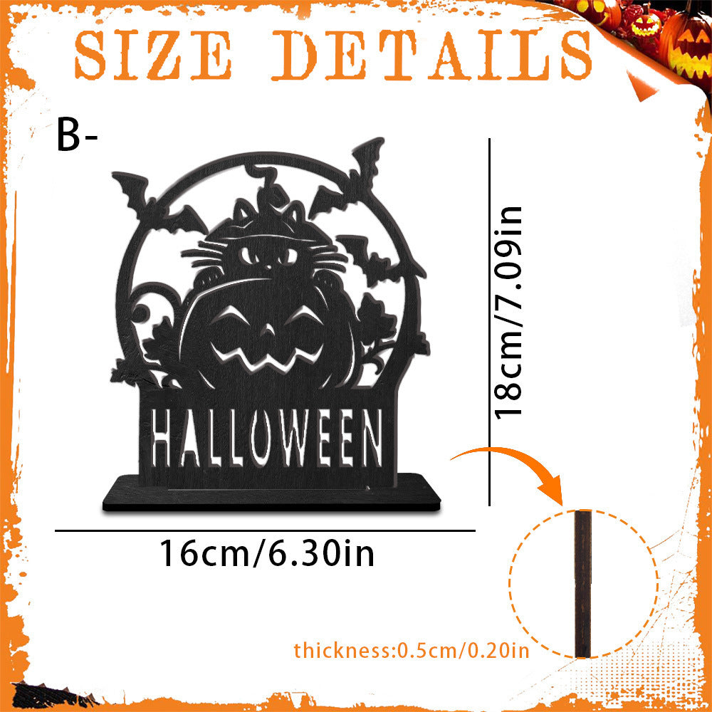 Wholesale  dark style pumpkin lantern wooden ornaments