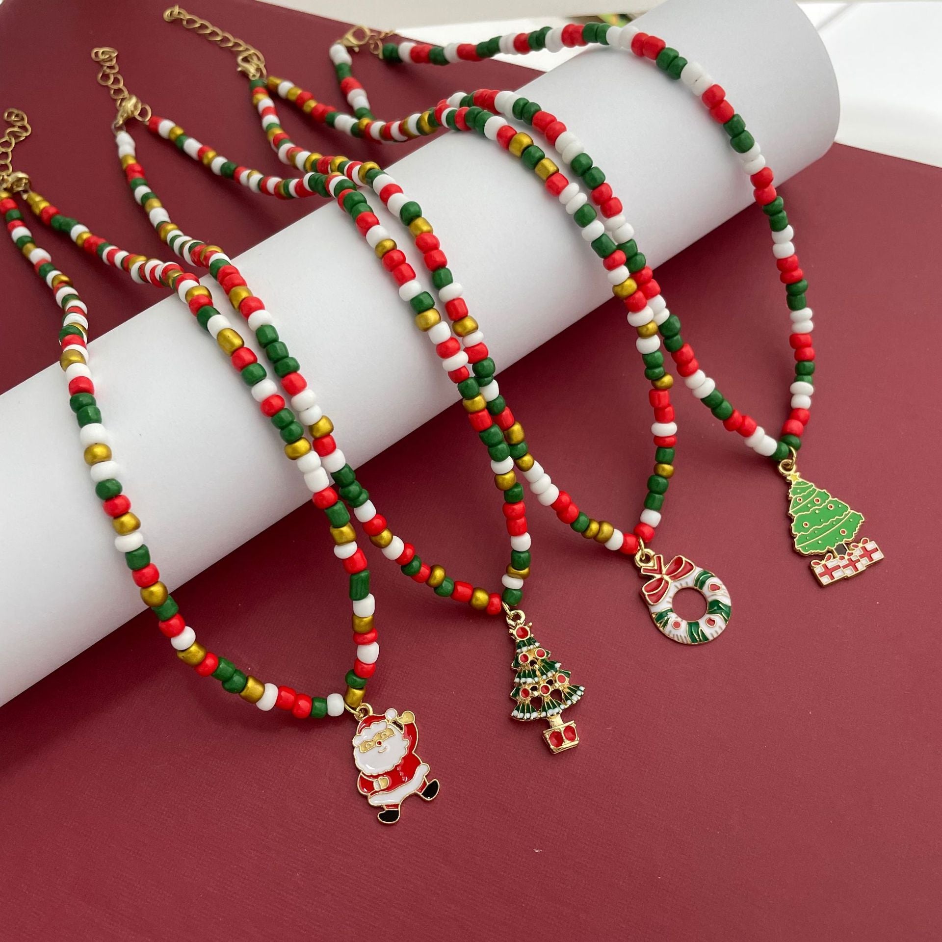 Wholesale Christmas acrylic rice beads necklace