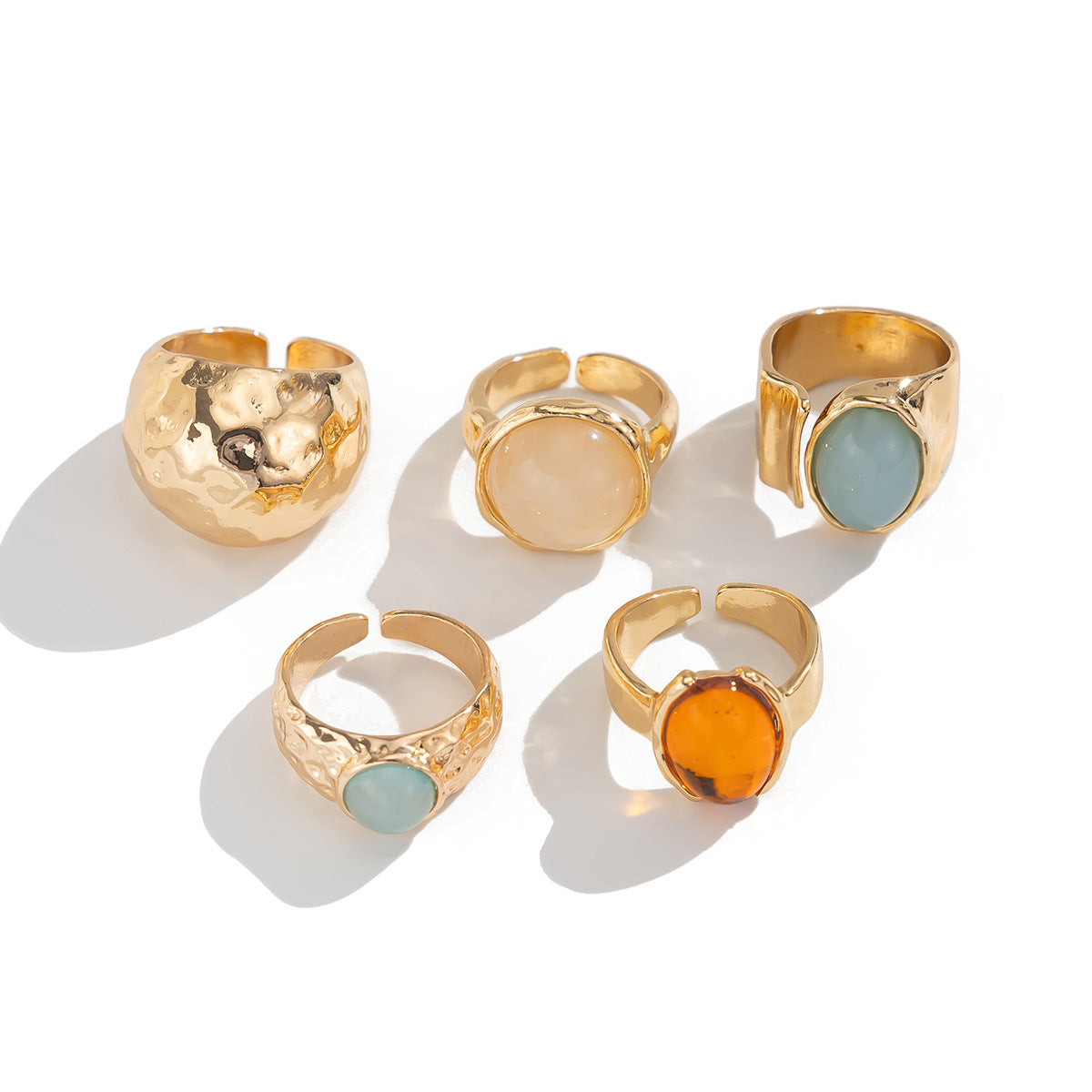 Wholesale Metal Hammered Open Ring Set,  Stackable Vintage Style Gift Fashion Accessories