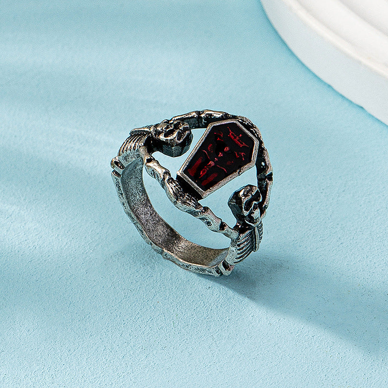 Wholesale  hot sale niche design retro punk style retro vampire skull ring female ins dark style