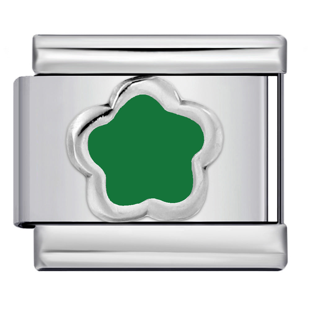 Wholesale Italian Charm Bracelet 9mm DIY Splicing Colored Oil-Drip Petals Stainless Steel Composable Bracelet