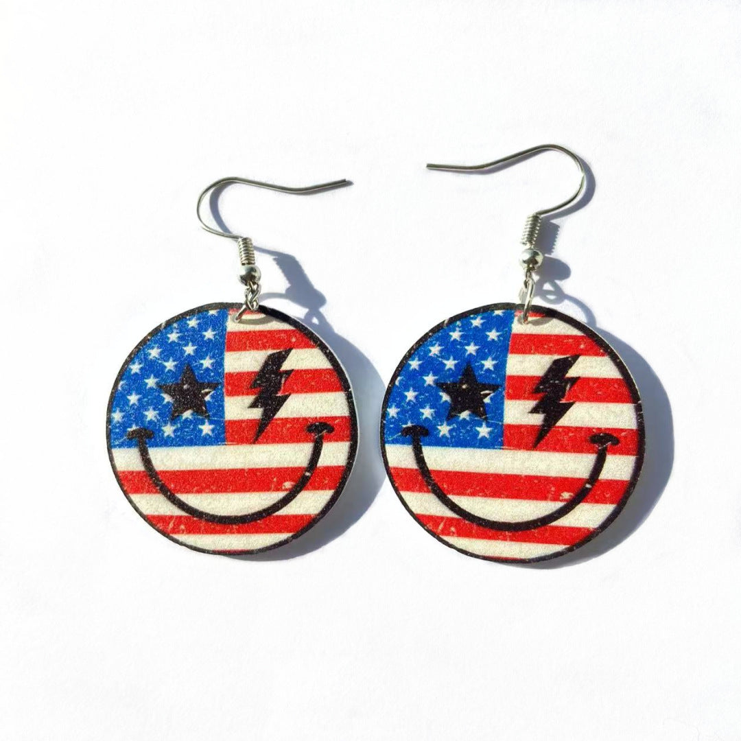Wholesale Acrylic Earrings with the American Independence Day Flag Design