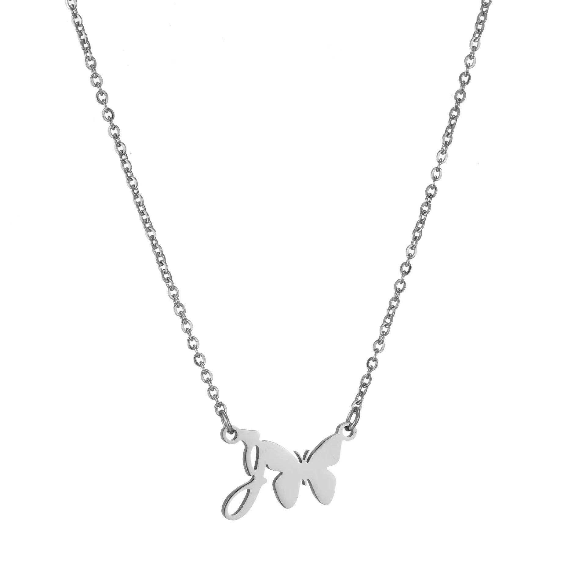 Wholesale stainless steel non-fading butterfly letter clavicle chain