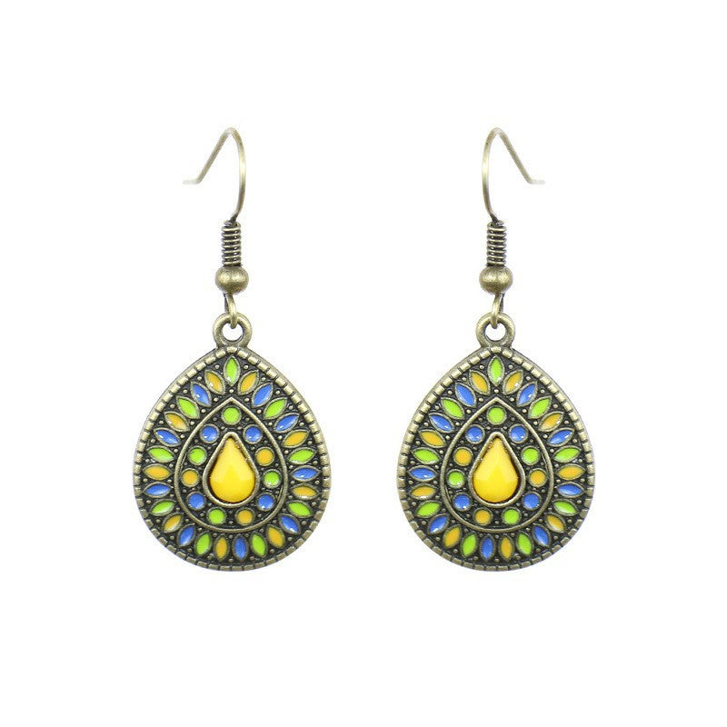 Wholesale Vintage Alloy Geometric Water Drop Oil Drop Tassel Earrings Party Jewelry Accessory