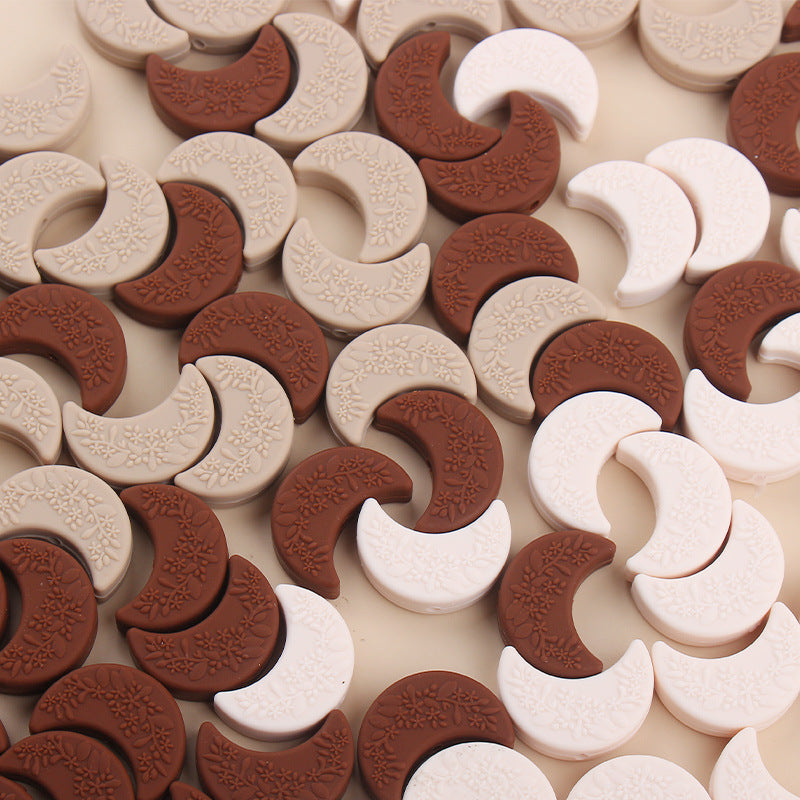 Wholesale 5pcs Silicone Printed Moon Focal Beads ACC-BDS-GuangTian030