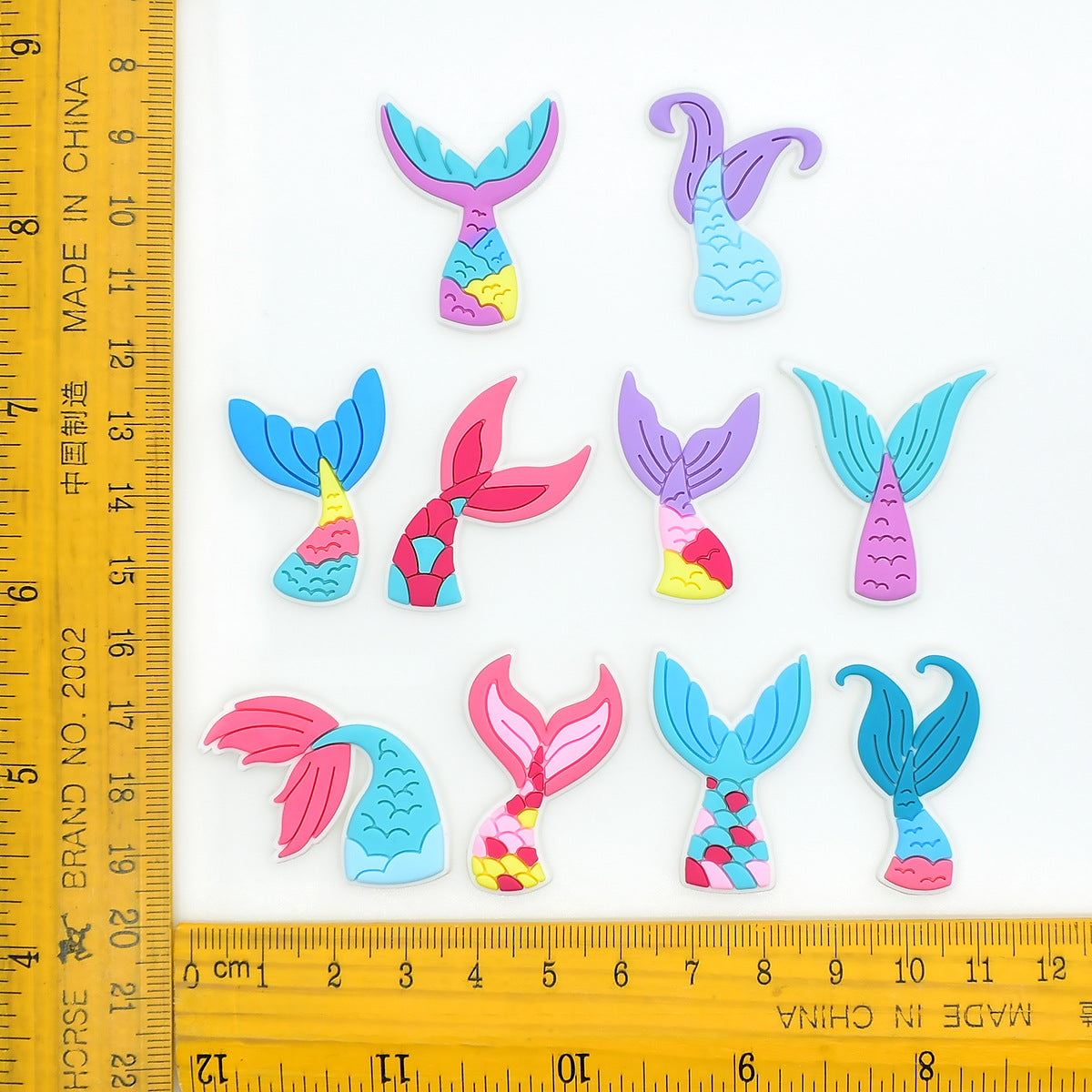 Wholesale Random 100pcs Colorful Mermaid Tail Series  PVC Soft Rubber Shoe Buckle Decoration