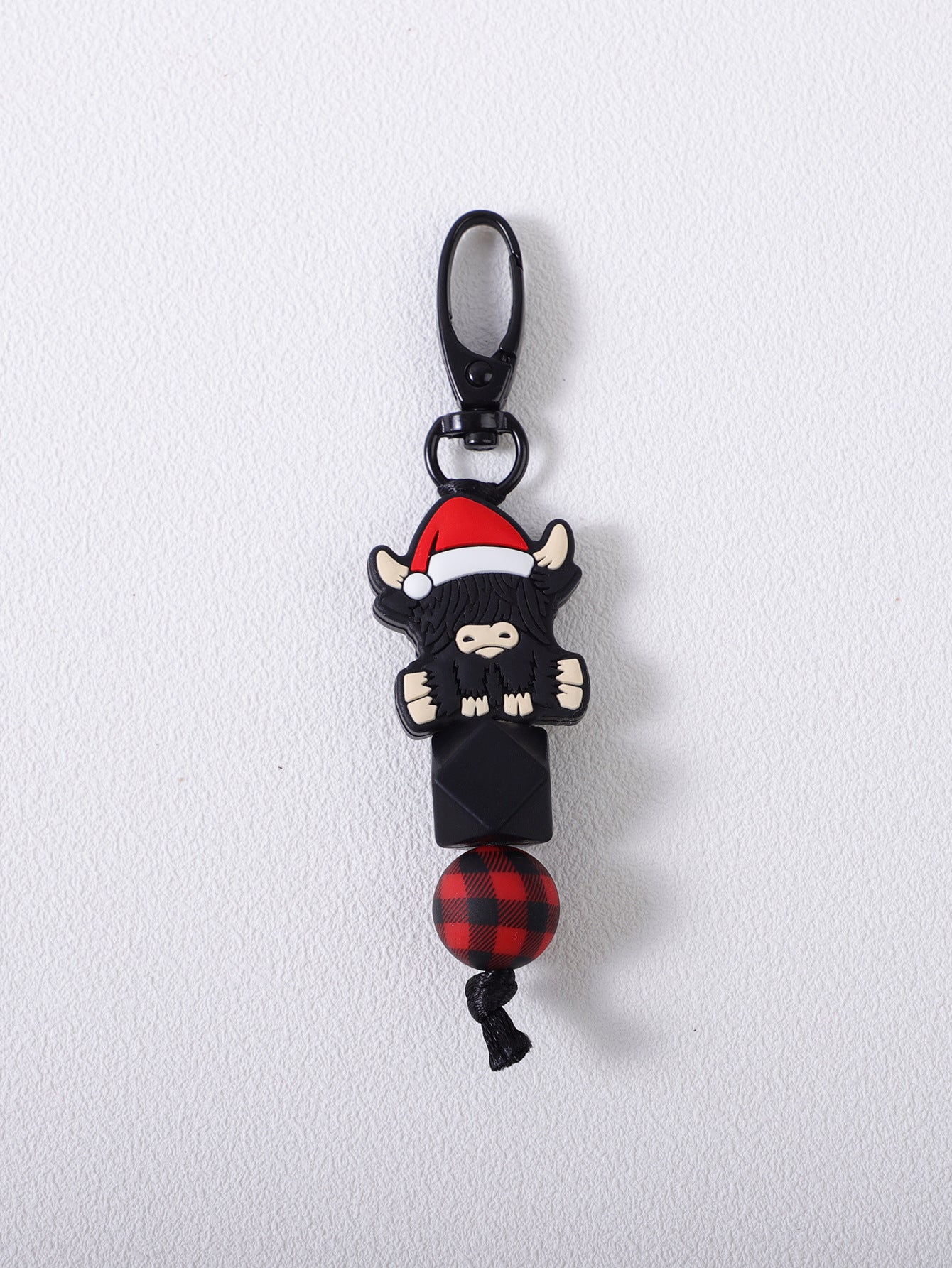 Wholesale Christmas Black Yak Red and Black Plaid Beaded Keychain ACC-KC-JiuYa017