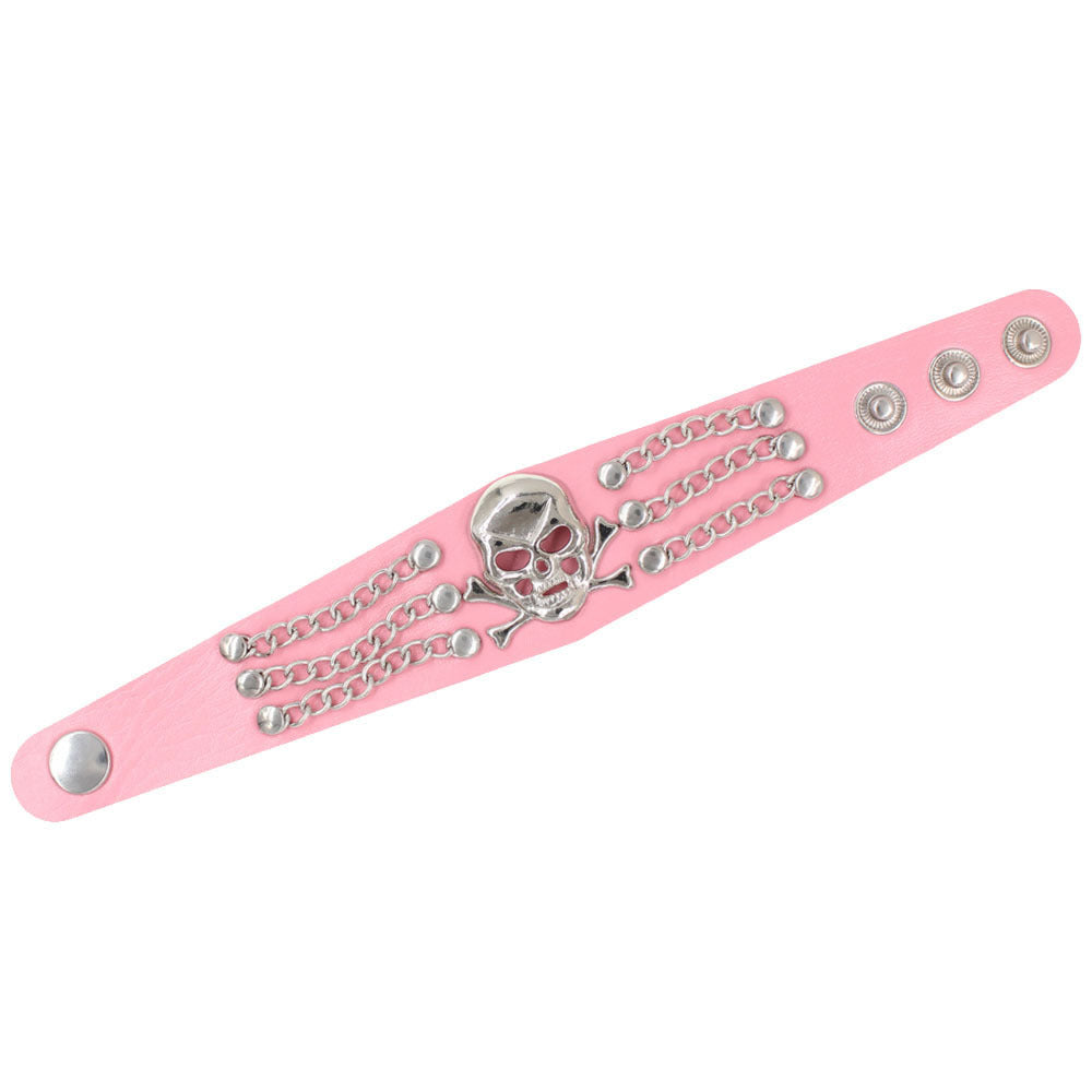 Wholesale Leather Punk Skull Bracelet