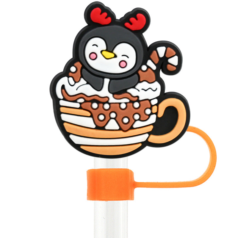 Wholesale Random 100pcs Christmas 10mm PVC Soft Straw Tube Cap ACC-SCR-RYY078