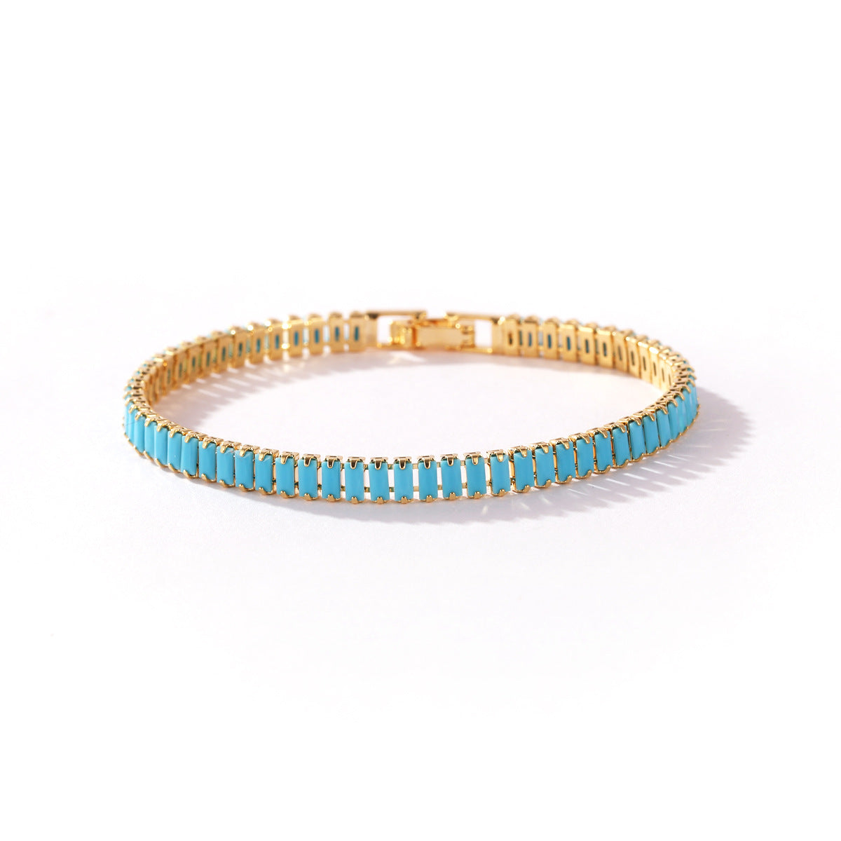 Wholesale 18k Gold Plated Zircon Bracelet,  Blue Turquoise Design,  Boutique Jewelry Accessory