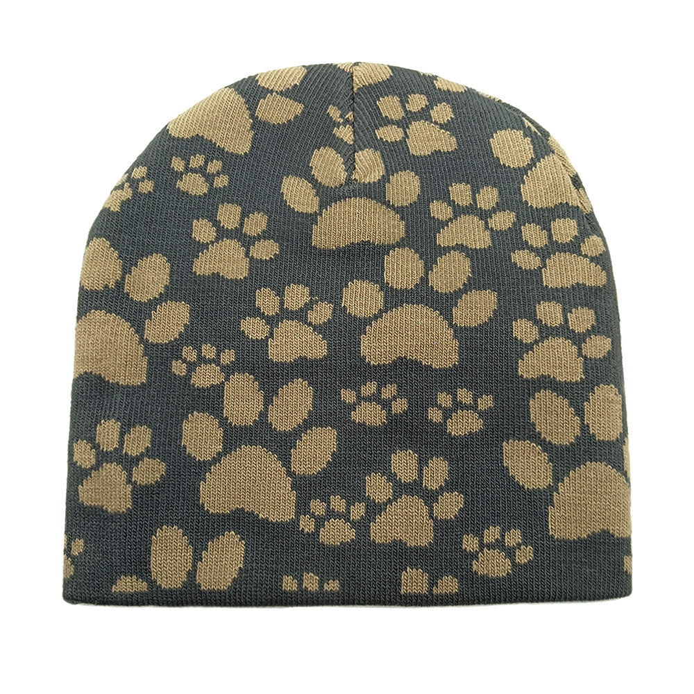 Wholesale Dog Claw Jacquard Wool Hat Beanie