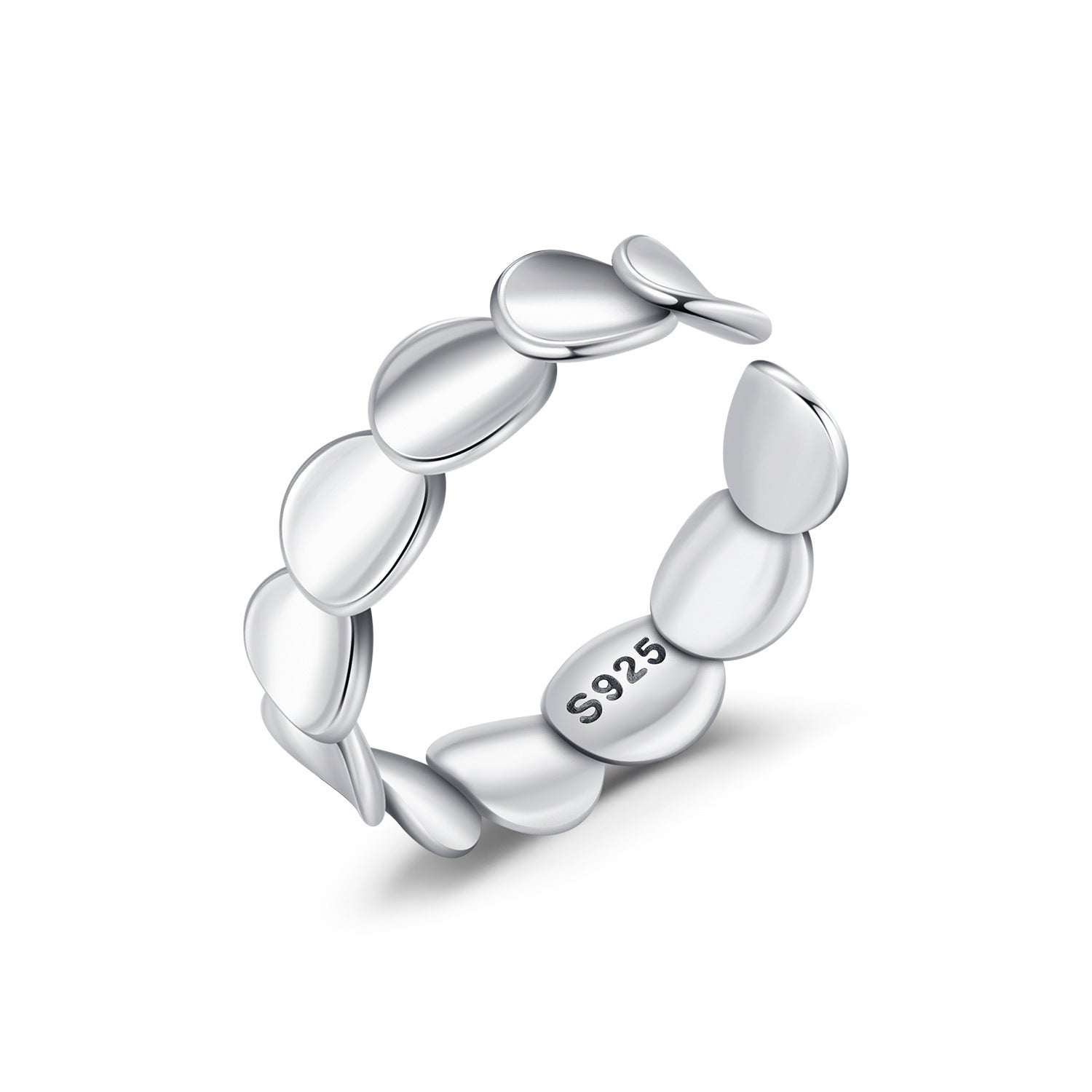 Wholesale  S925 Silver  Irregular Fish Scale Round Ring