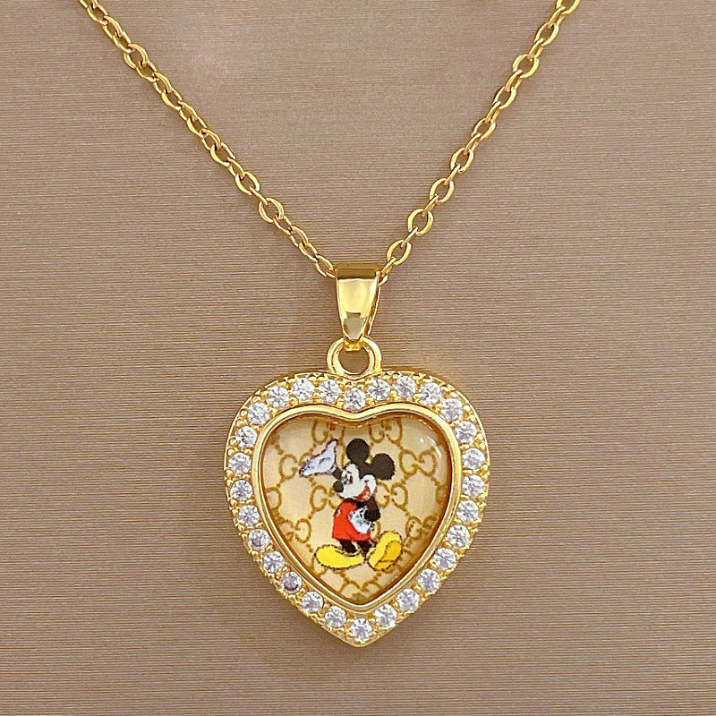 Wholesale Trendy Mouse Design Stainless Steel Pendant Necklace Fashion Jewelry Accessory Gift for Women