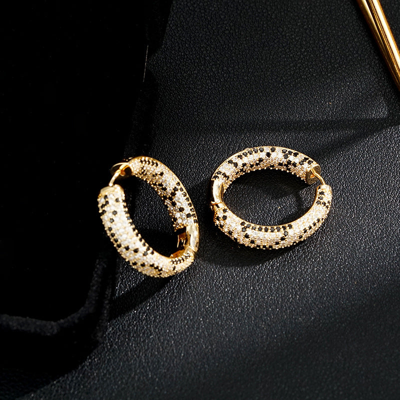 Wholesale  leopard earrings 18K real gold  luxury personalized multi-color zircon earrings