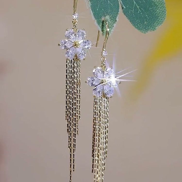 Wholesale long tassel flower earrings