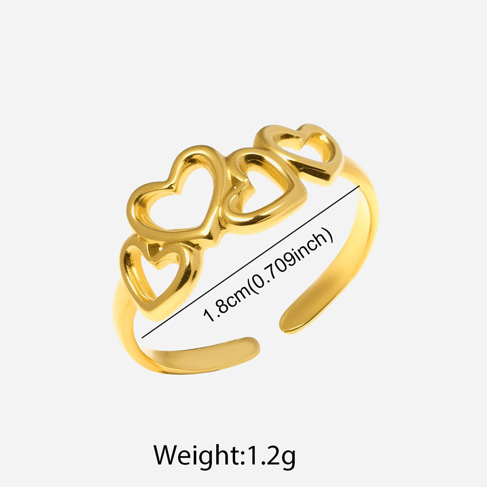Wholesale Vintage Heart Serpentine Ring Stainless Steel Open Adjustable Hollow Design Fashion Jewelry Accessory
