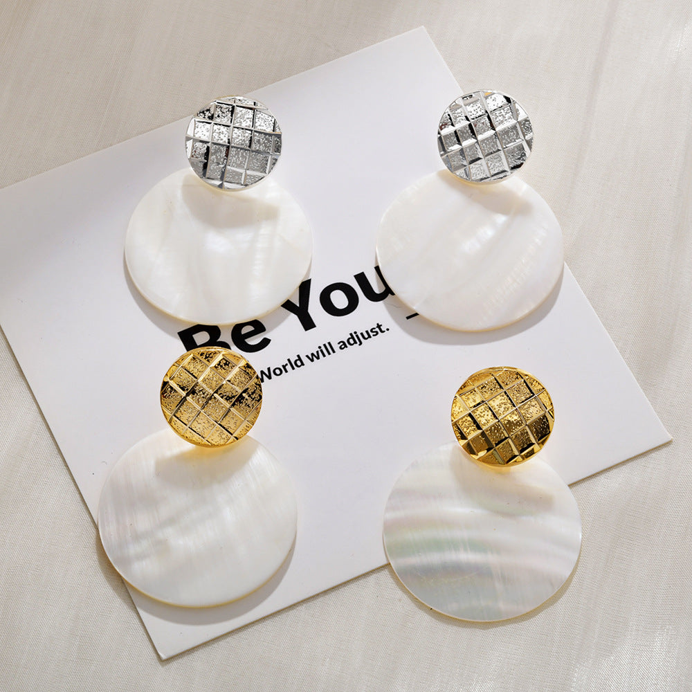 Wholesale Shell earrings round mosaic geometric earrings