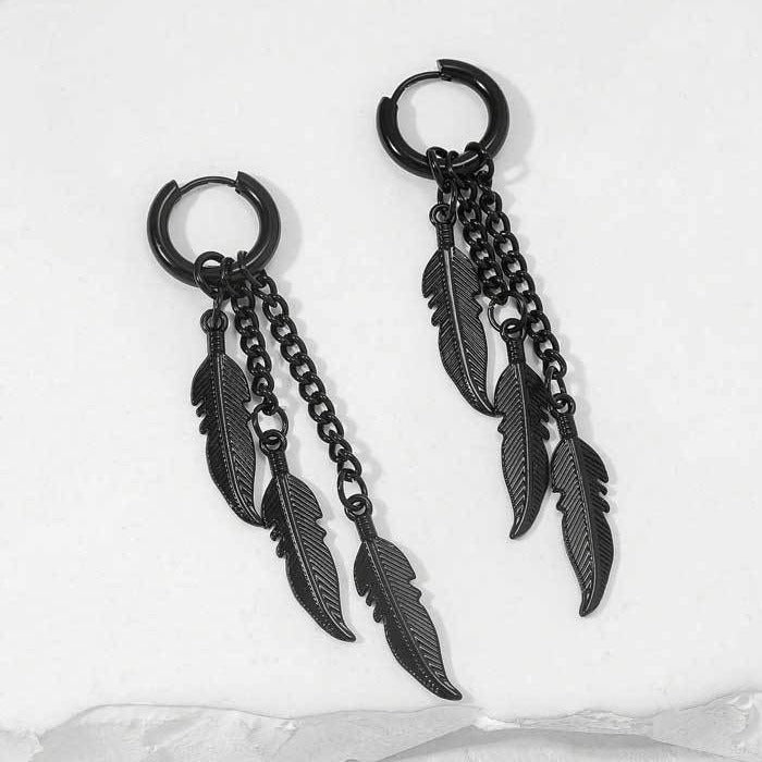 Wholesale Colorful Stainless Steel Feather Earrings