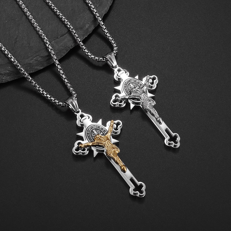 Wholesale Cross Pendant Men's Stainless Steel Necklace ACC-NE-Puhai005