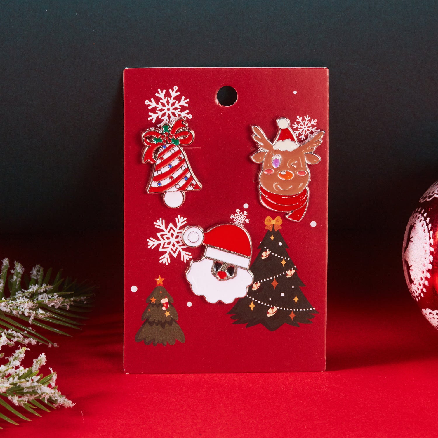 Wholesale Elk Christmas Tree Snowflake Brooch 3-Piece Set