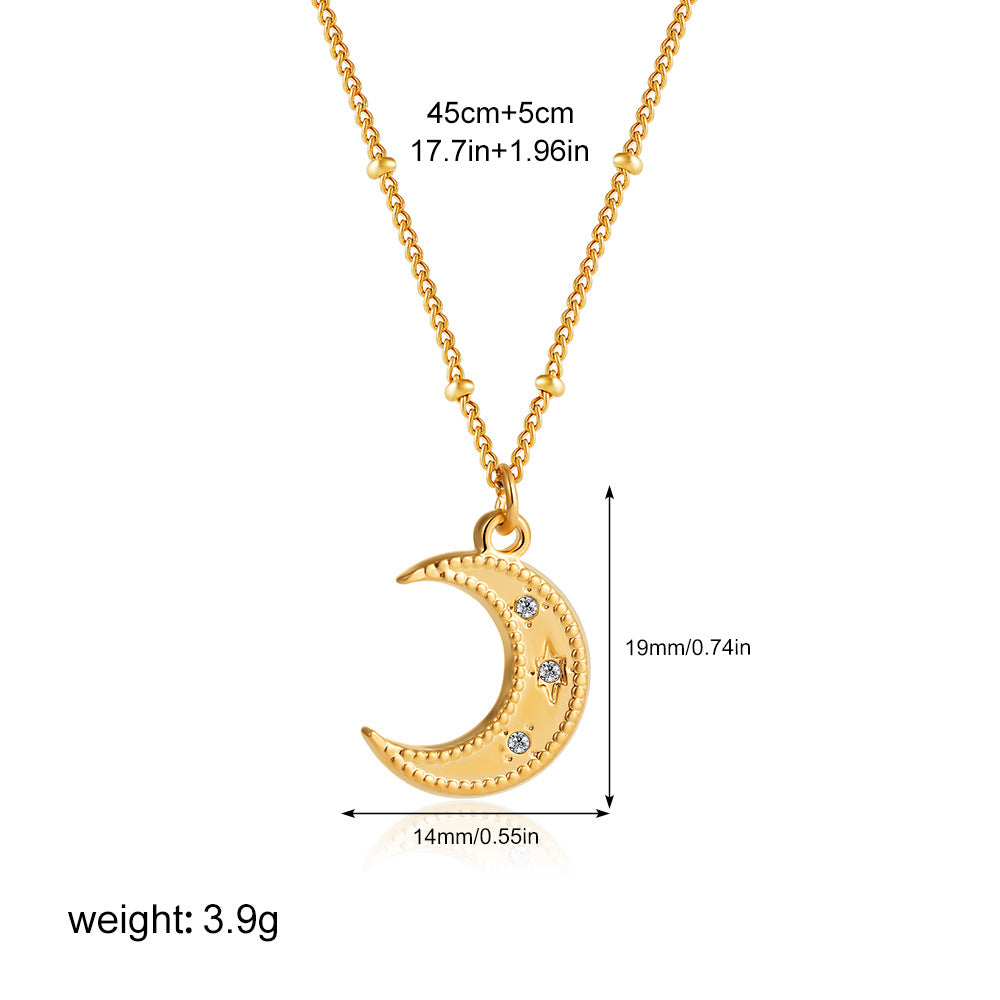 Wholesale  stainless steel 18K gold solid small tag inlaid zircon pendant necklace