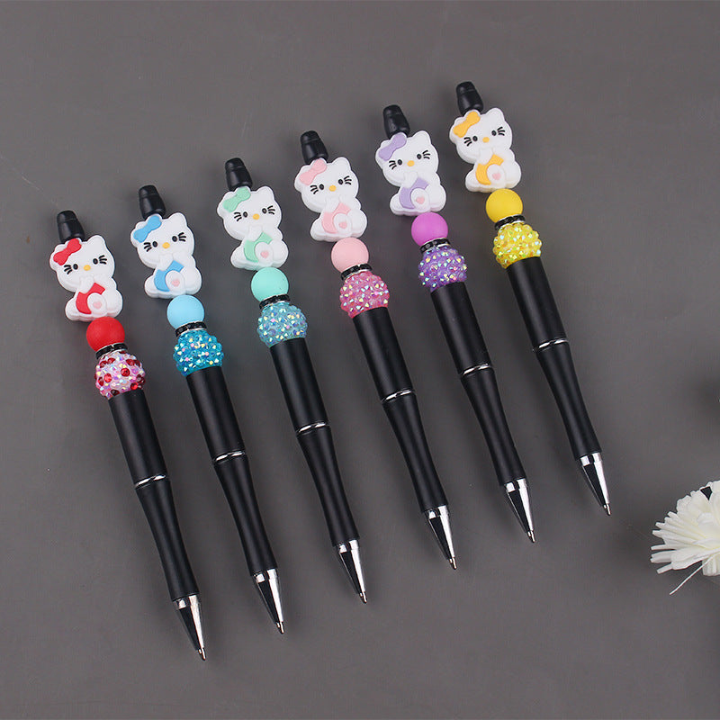 Wholesale  cartoon  cat silicone small gum beaded pen