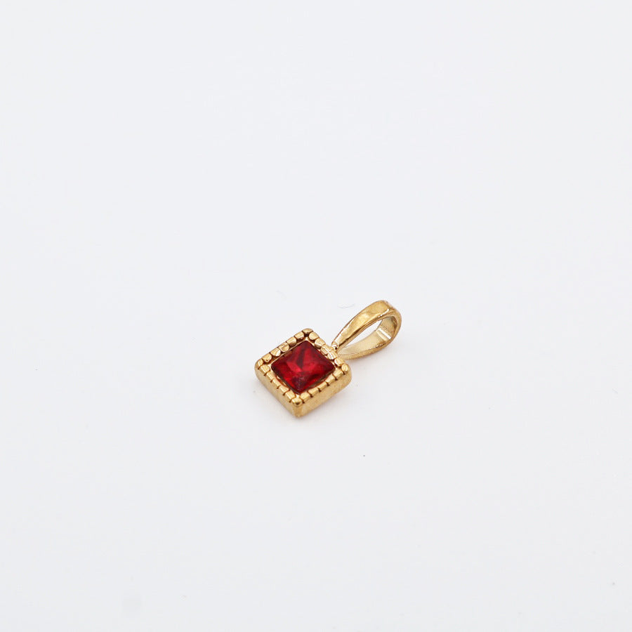 Wholesale Stainless Steel Colorful 12 Birthstone Pendant Free Assembly DIY Accessories Necklace