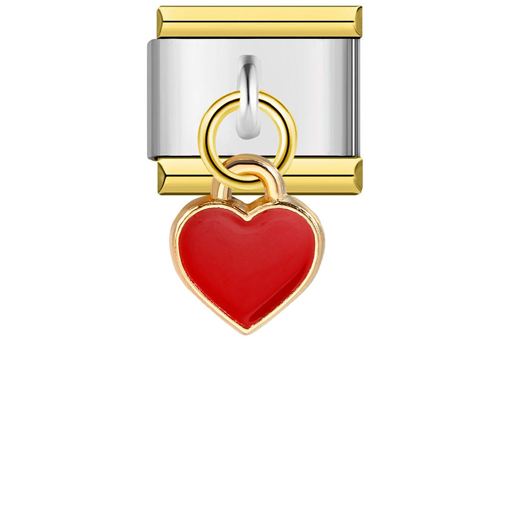 Wholesale Italian Charm Bracelet 9mm DIY Splicing Removable Heart Hook Stainless Steel Composable Bracelet