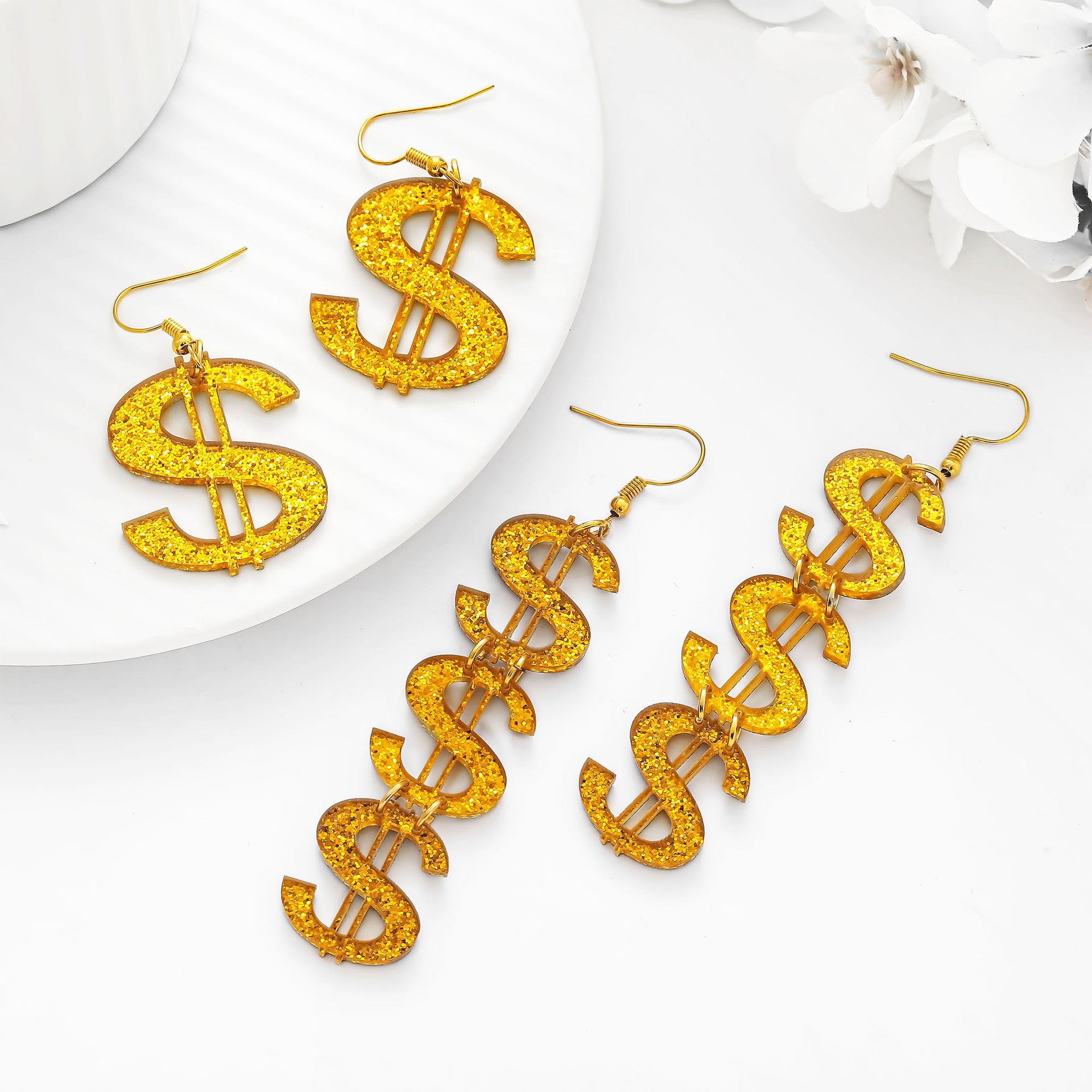 Wholesale Environmentally friendly acrylic dollar earrings
