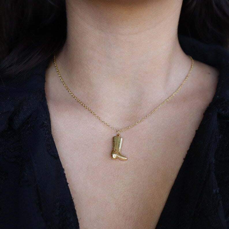 Wholesale  Cowboy Boots Pendant Necklace Titanium Steel Necklaces