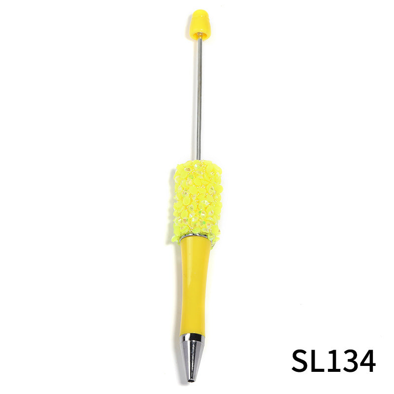 Wholesale 10pcs Beadable Pens Colorful Resin Rhinestone Fine Glitter Plastic DIY Beaded Pen ACC-PN-BLG003