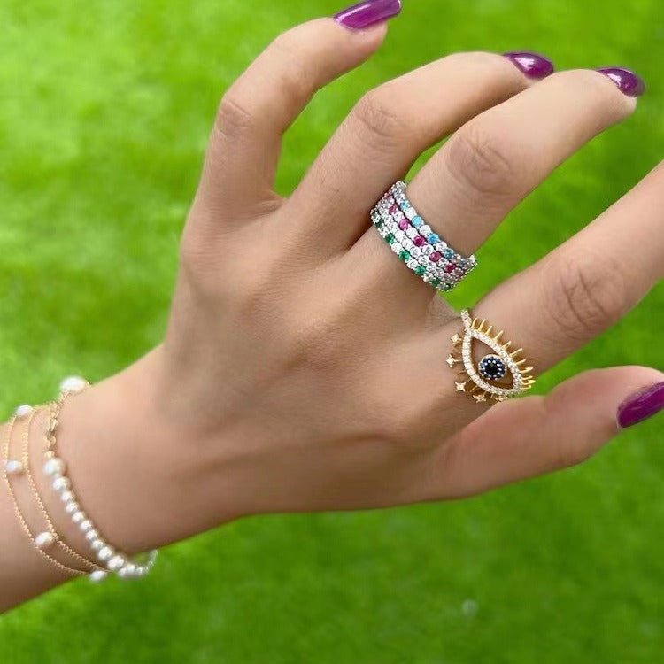 Wholesale S925 Silver Color Ring Simple Thin Row Diamond Rings ACC-RS-LLT006