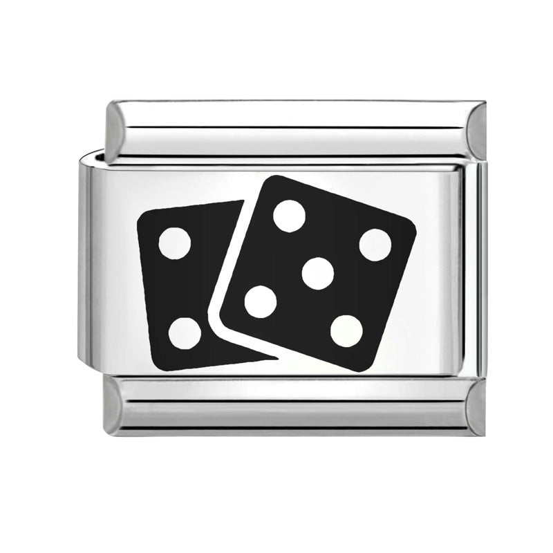 Wholesale  Italian Charm Bracelet 9mm DIY Splicing Removable Black and White Series Stainless Steel Composable Bracelet