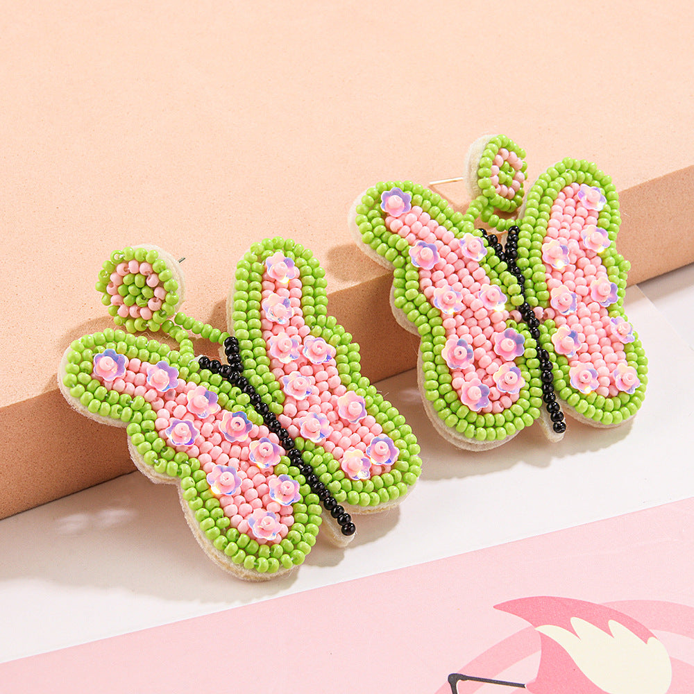 Wholesale creative insect butterfly-shaped cartoon rice beads earrings