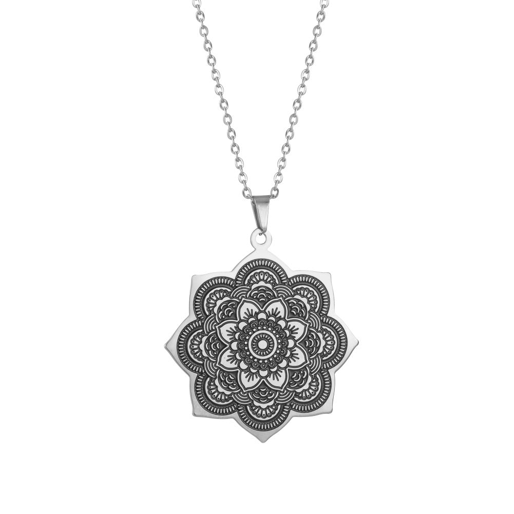 Wholesale Mandala Flower Pendant 304 Stainless Steel Necklace ACC-NE-GeXiang002