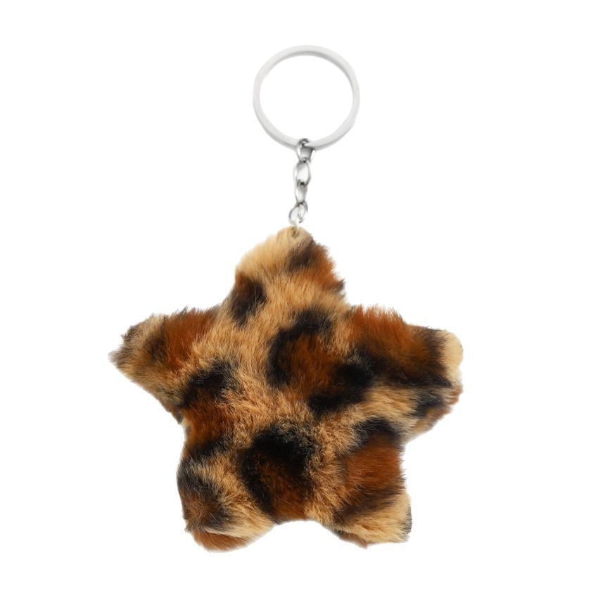 Wholesale Plush star leopard print keychain