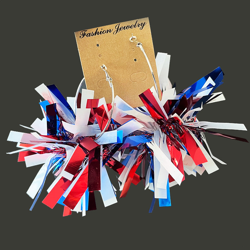 Wholesale 2 Pairs/pack American Independence Day Sparkling Earrings Large Ball Fireworks Acrylic Earrings ACC-ES-HY070