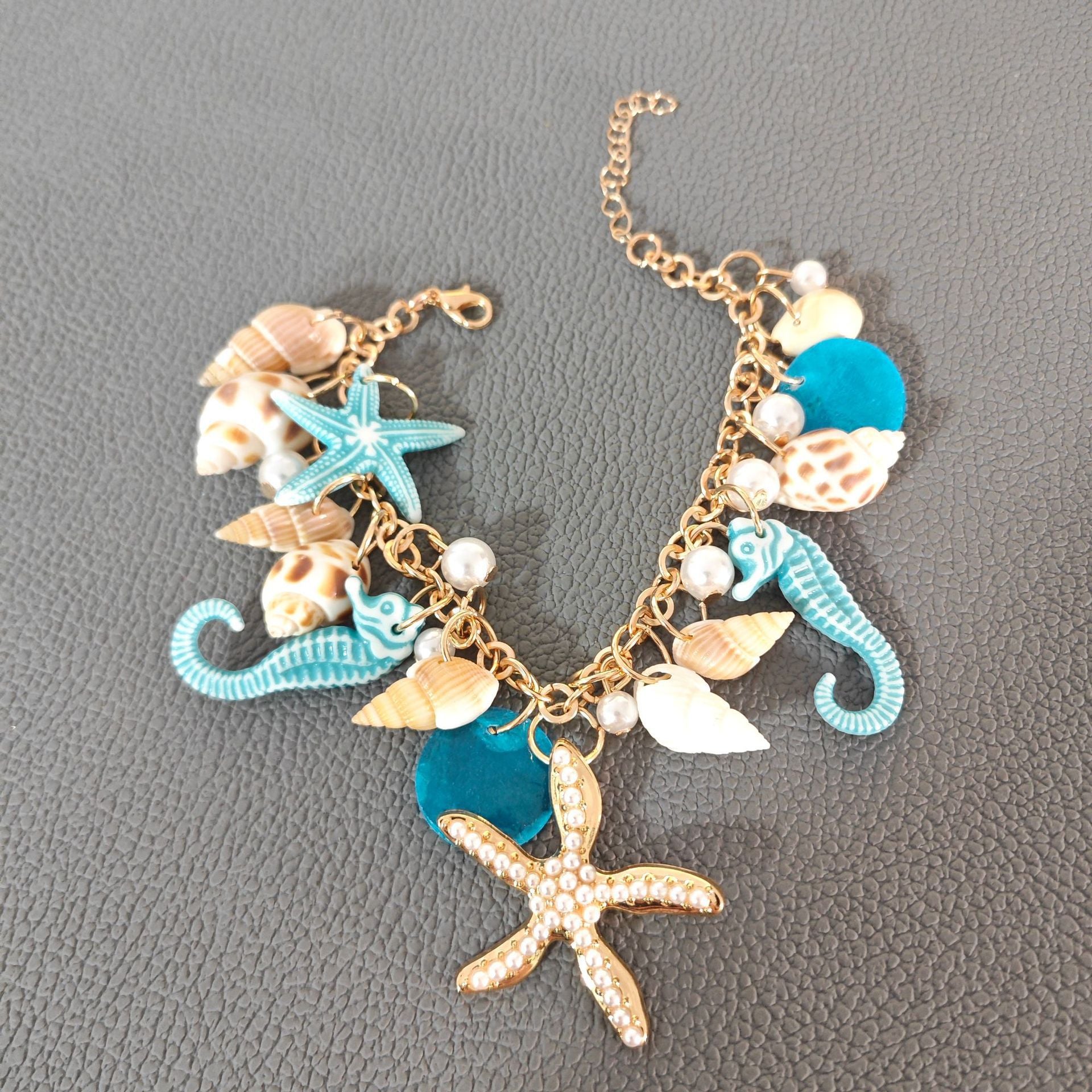Wholesale Cross-Border Hawaiian Vacation Style Fashion Ocean Starfish Bohemian Style Women' s Chain Conch Shell Bracelet