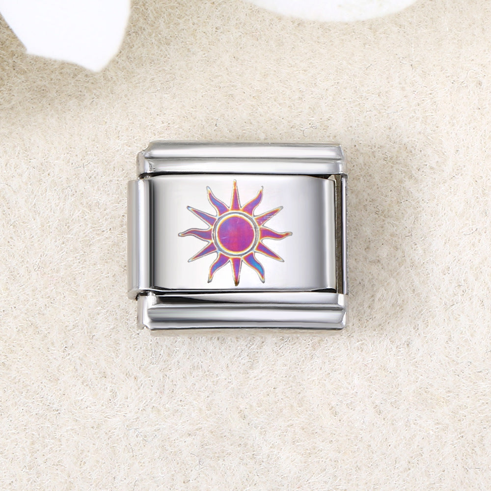 Wholesale  Italian Charm Bracelet 9mm DIY UV laser Creative Stainless Steel Composable Bracelet