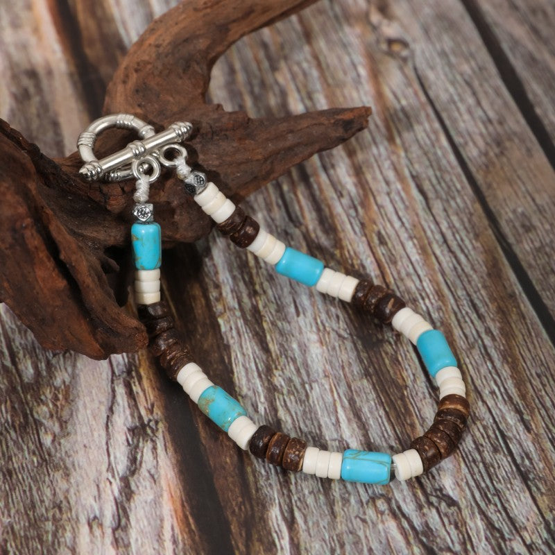 Wholesale Vintage Turquoise Coconut Shell Handmade Beaded Bracelets ACC-BT-JunJie013